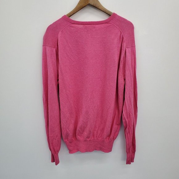 Peter Millar Mens Pink Cashmere Blend V-Neck Pullover Sweater Size L Golf Golfer - Picture 2 of 11